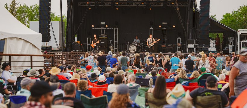 A group of people watch a concert