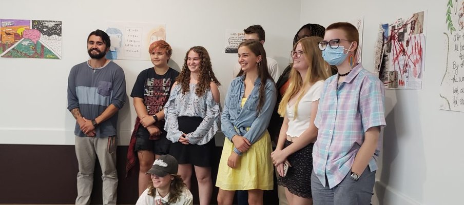 A photo of a group of kids from a Sage Hill Youth Writing Workshop in Saskatoon.