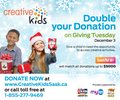 A promotional ad for the Creative Kids Double your Donation campaign