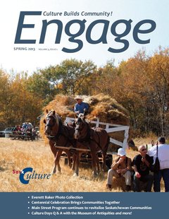 Cover of Engage Magazine Spring 2013 - A person leads a horse-drawn cart full of hay.