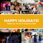 A collage of photos of cultural events that took place in the province in 2024. Over it, there's the text: Happy Holidays! From all of us at SaskCulture.