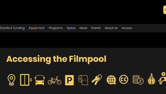 Image of the Saskatchewan Filmpool's accessibility page on their website.